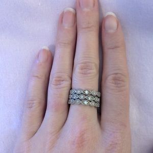 Stella and Dot Pave Stack Silver Rings